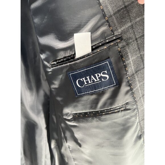 Ralph Lauren Chaps Blazer Men’s 44R Gray Plaid Jacket Sports Coat Check Preppy - Picture 5 of 6